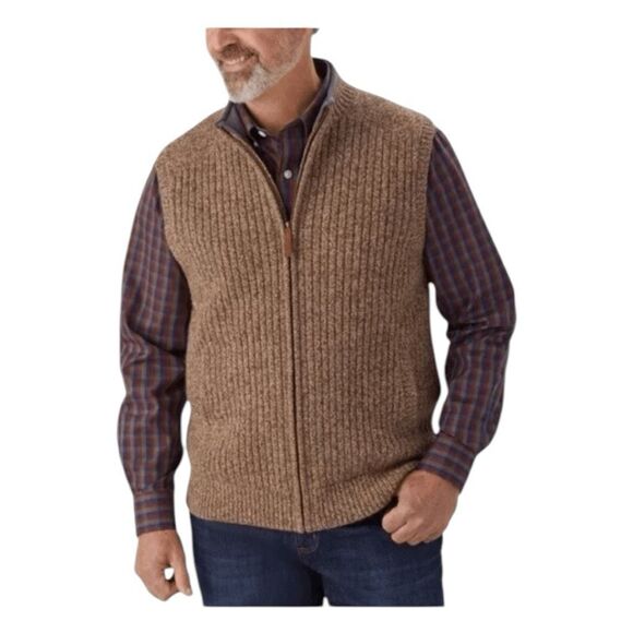Duluth Trading Co. Shetland Wool Windproof Full-Zip Sweater Vest Heather Brown K - Picture 1 of 9